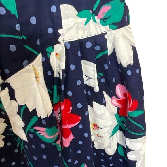 Vintage Clues Collection 10 Overall Dress Black Floral Adjustable Straps Cotton - Picture 5 of 14